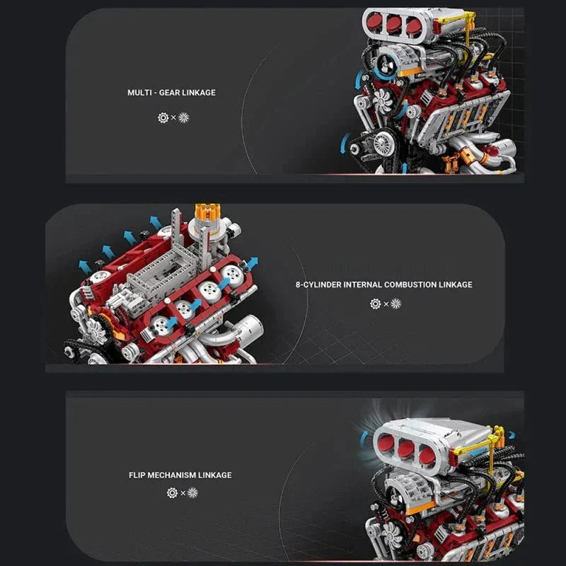 Brick MOC Motorised Muscle V8 | 2347pcs - Brick Car Merchant
