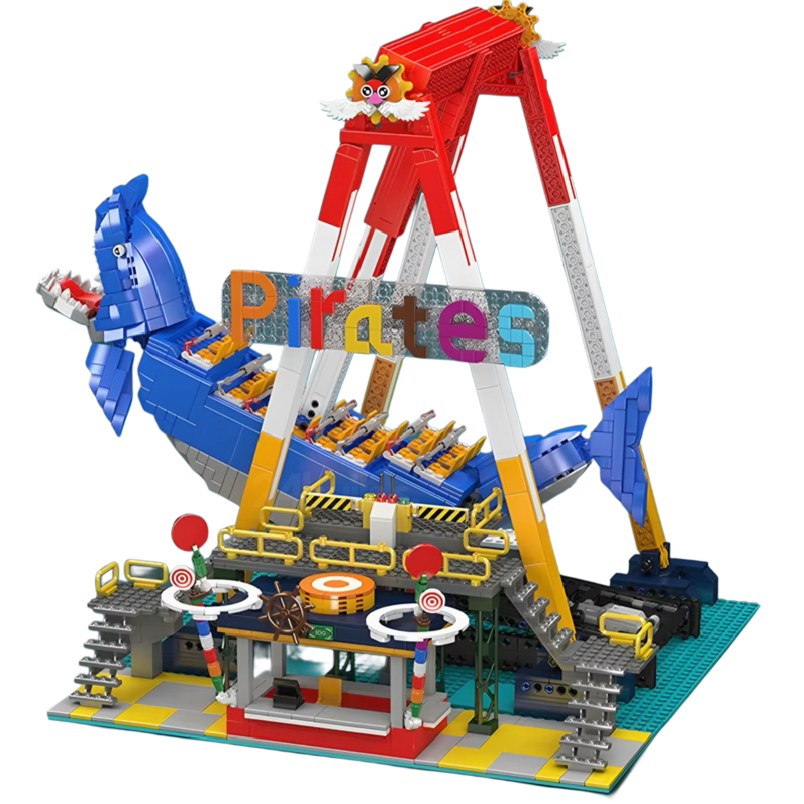 Brick MOC Motorised Shark Swing Ride | 1922pcs - Brick Car Merchant