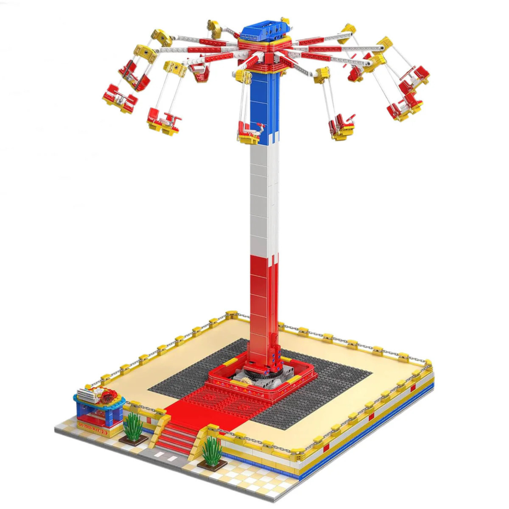 Brick MOC Motorised Swing Carousel | 1580pcs - Brick Car Merchant