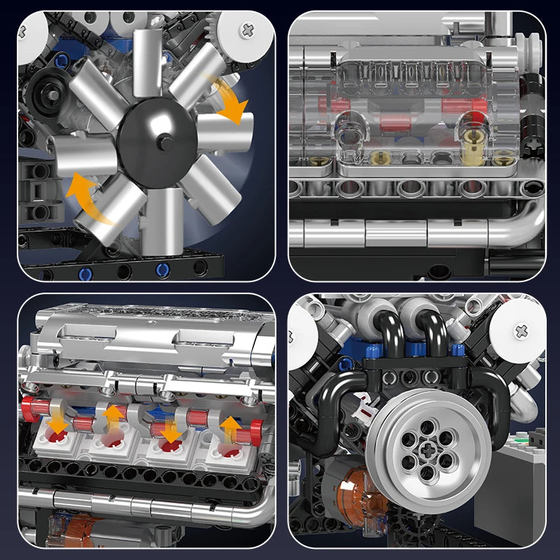 Brick MOC Motorised V8 Engine | 534 pcs - Brick Car Merchant