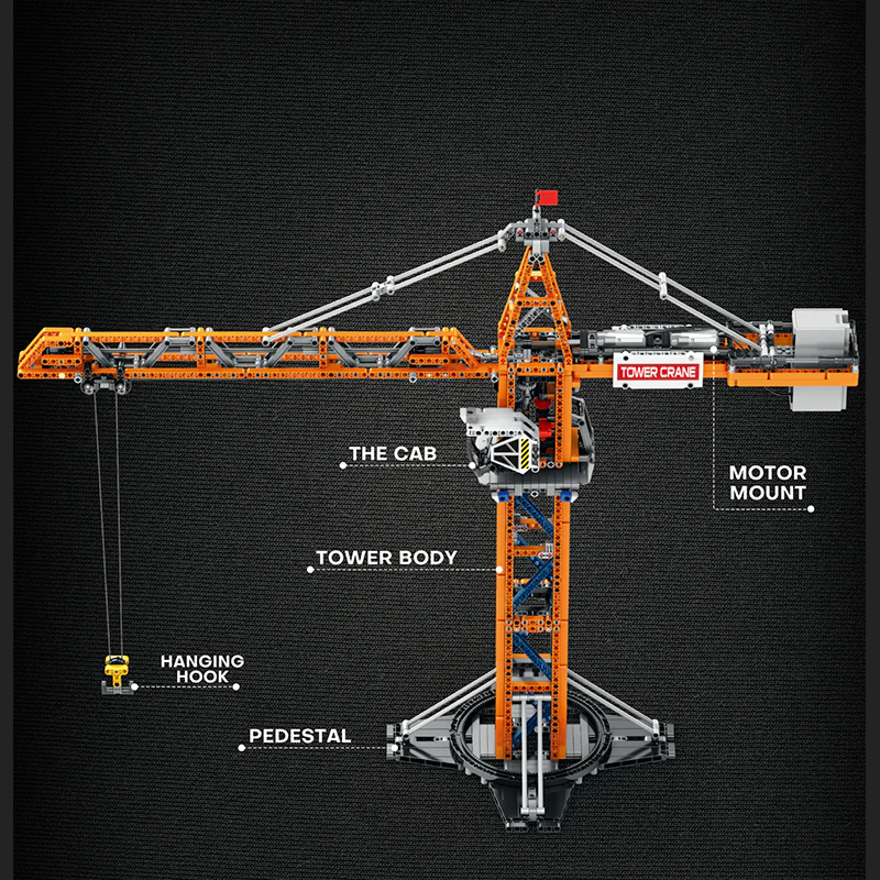 Brick MOC Motorized Tower Crane | 1287pcs - Brick Car Merchant