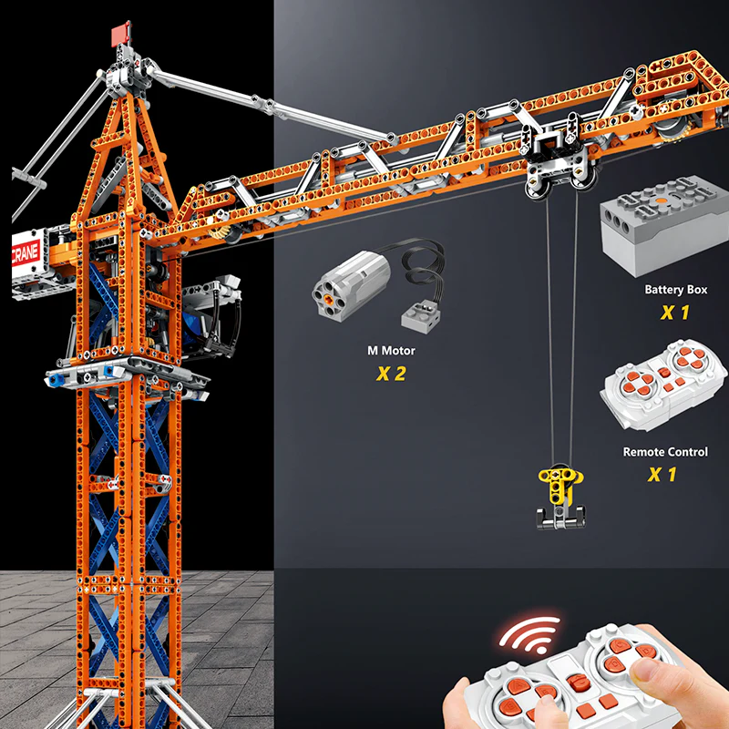 Brick MOC Motorized Tower Crane | 1287pcs - Brick Car Merchant
