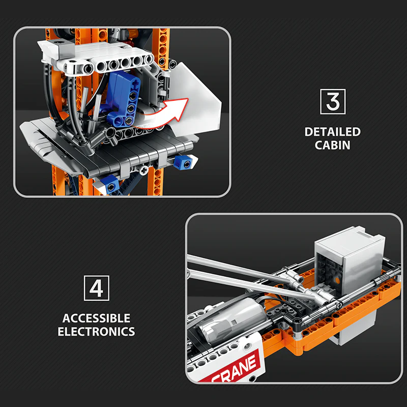 Brick MOC Motorized Tower Crane | 1287pcs - Brick Car Merchant