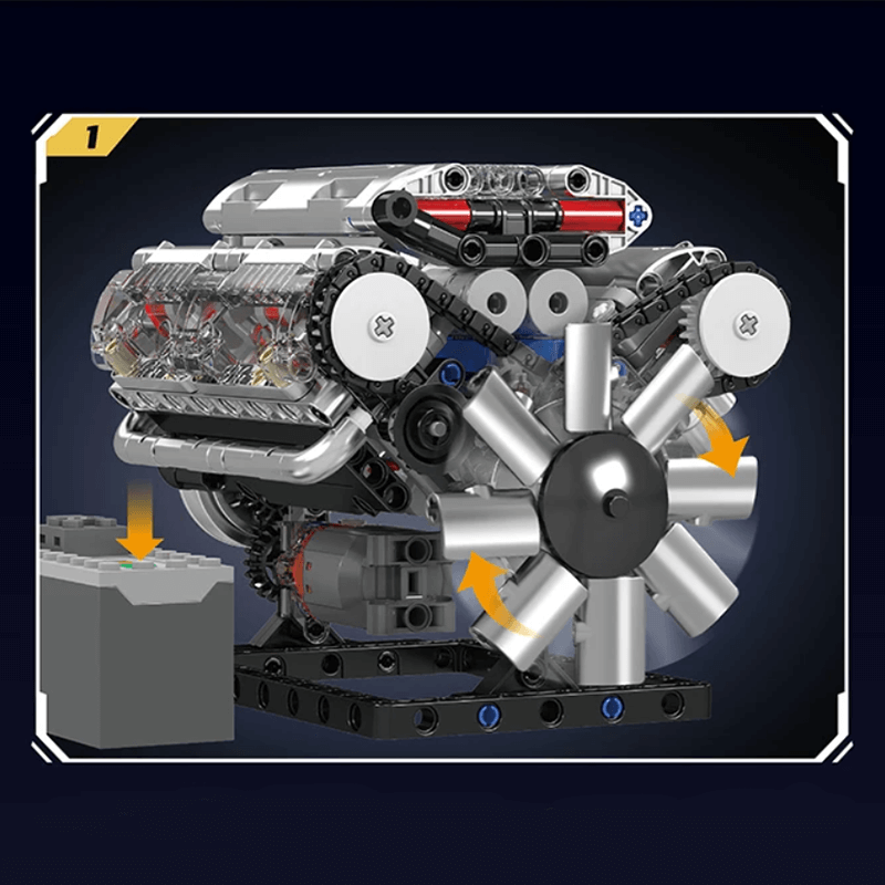 Brick MOC Motorized V8 Muscle Engine | 534pcs - Brick Car Merchant