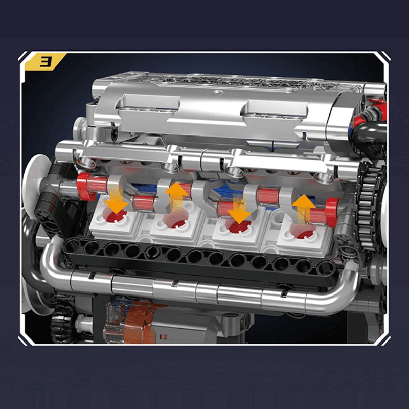 Brick MOC Motorized V8 Muscle Engine | 534pcs - Brick Car Merchant