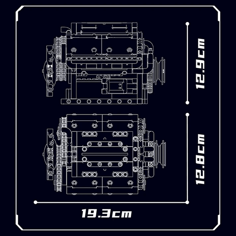 Brick MOC Motorized V8 Muscle Engine | 534pcs - Brick Car Merchant