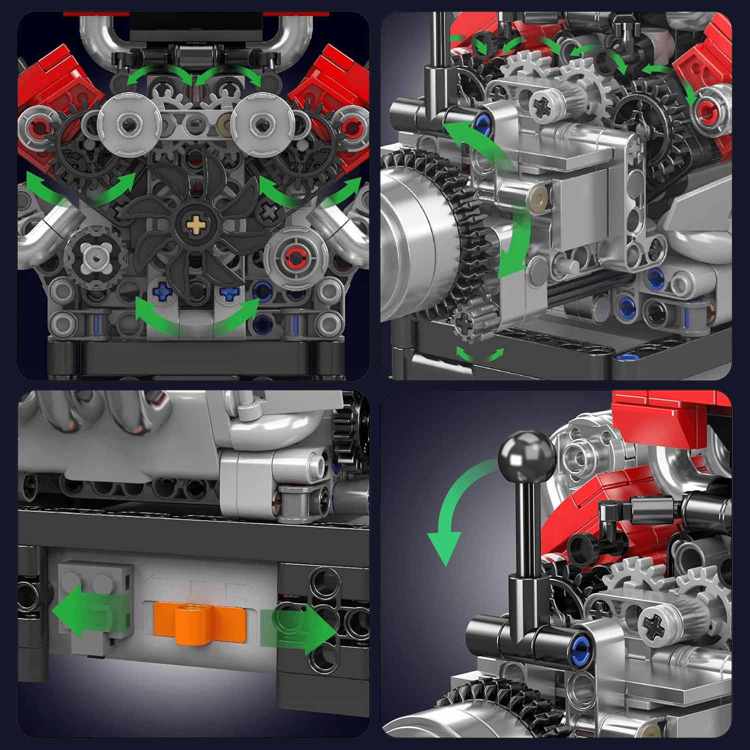 Brick MOC Motorized V8 Supercar Engine | 749pcs - Brick Car Merchant