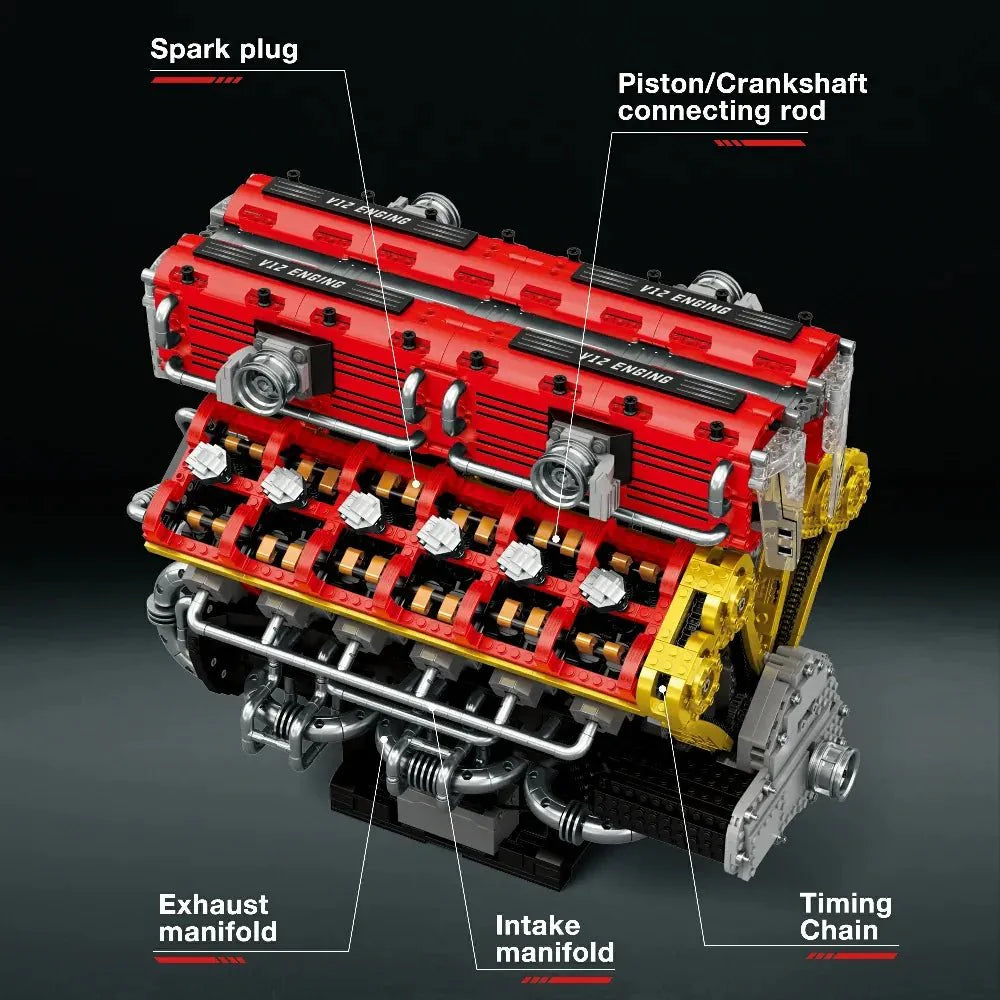Brick MOC Naturally Aspired V12 Engine | 4719pcs - Brick Car Merchant