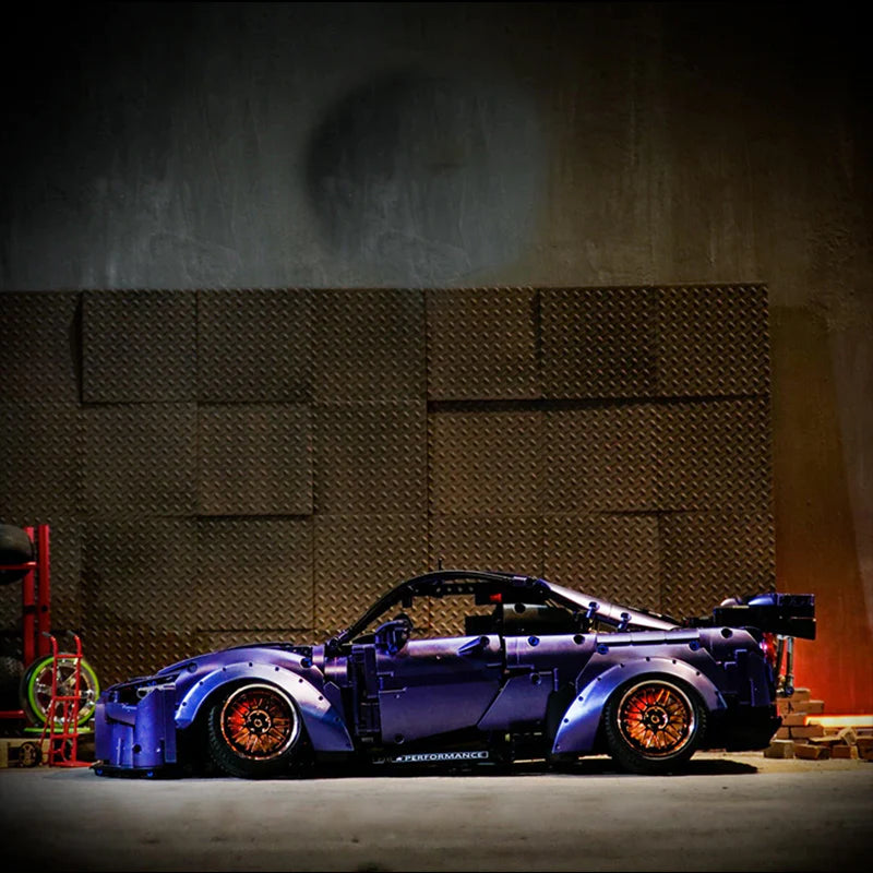 Brick MOC Nissan GTR | Remote Control, Lightning Features, Opening Features, Adjustable Camber, Functioning Transmission, 2389 pcs - Brick Car Merchant