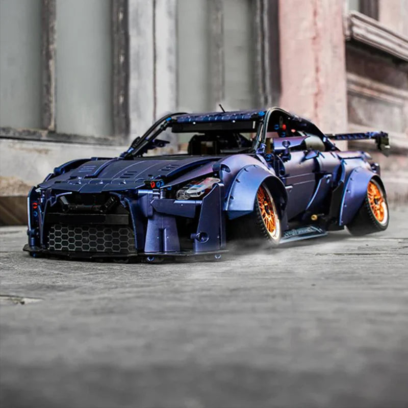 Brick MOC Nissan GTR | Remote Control, Lightning Features, Opening Features, Adjustable Camber, Functioning Transmission, 2389 pcs - Brick Car Merchant