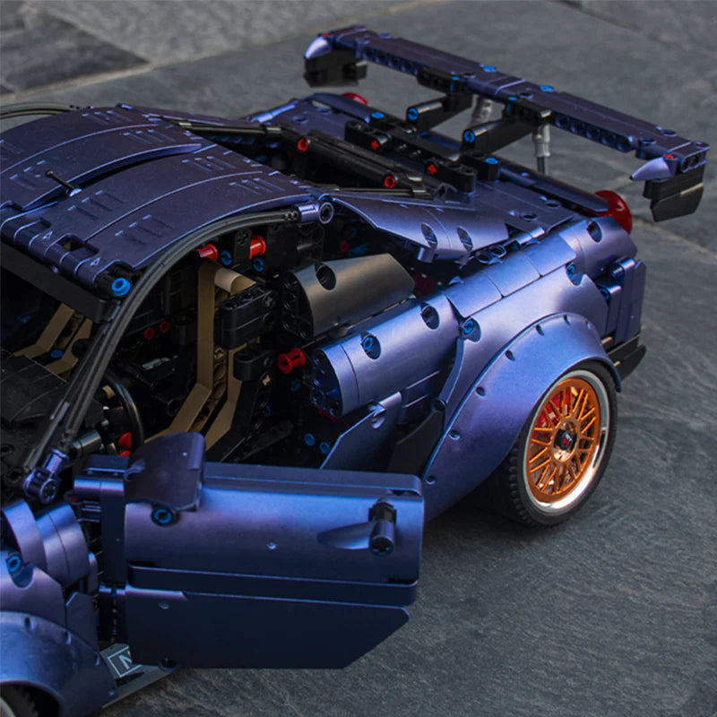 Brick MOC Nissan GTR | Remote Control, Lightning Features, Opening Features, Adjustable Camber, Functioning Transmission, 2389 pcs - Brick Car Merchant