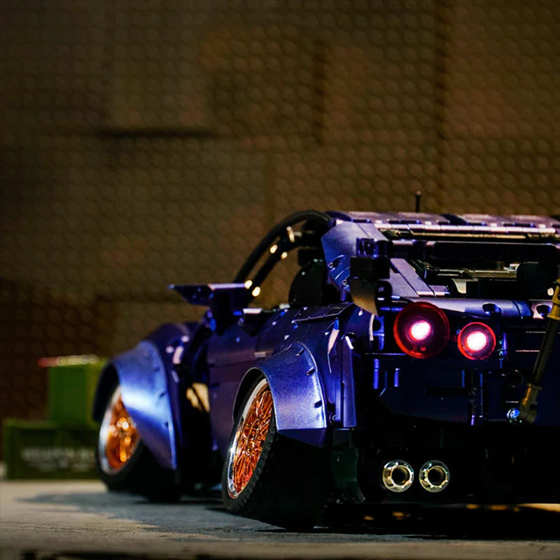 Brick MOC Nissan GTR | Remote Control, Lightning Features, Opening Features, Adjustable Camber, Functioning Transmission, 2389 pcs - Brick Car Merchant