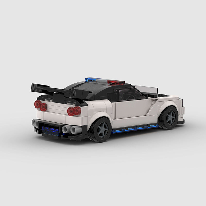 Brick MOC Nissan Skyline GT-R R34 Police - Brick Car Merchant