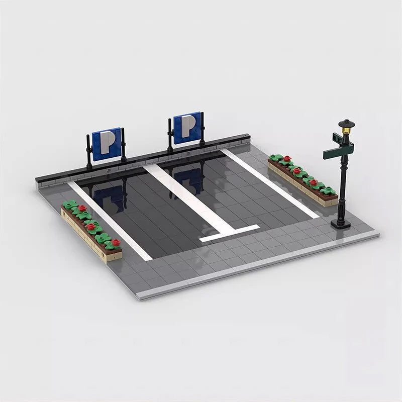 Brick MOC Parking Lot Display for 2 Cars - Brick Car Merchant