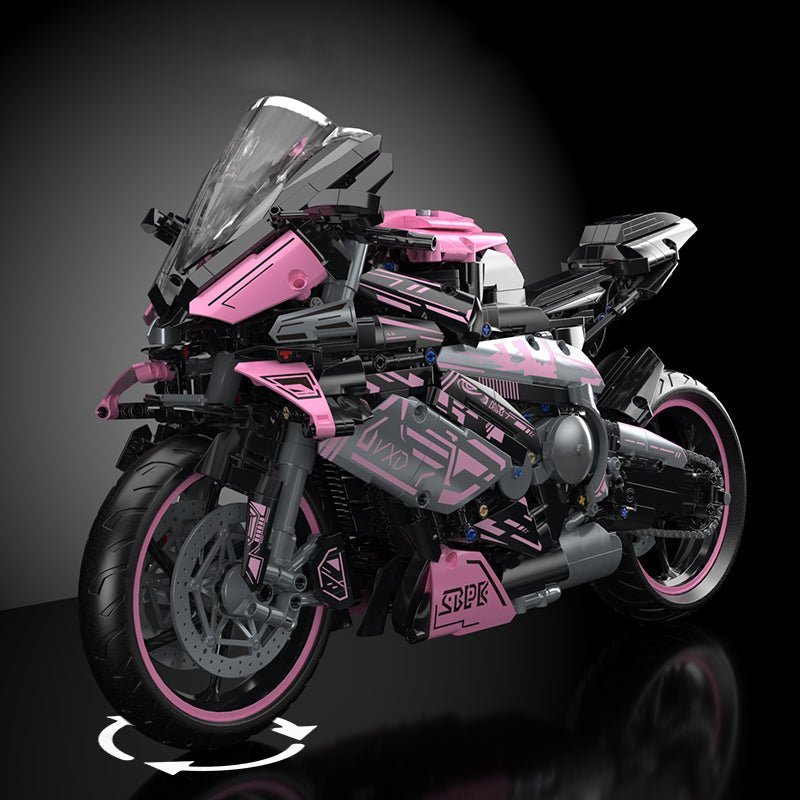 Brick MOC Pink Cyberpunk Superbike | 2000pcs - Brick Car Merchant