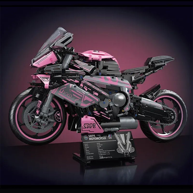 Brick MOC Pink Cyberpunk Superbike | 2000pcs - Brick Car Merchant