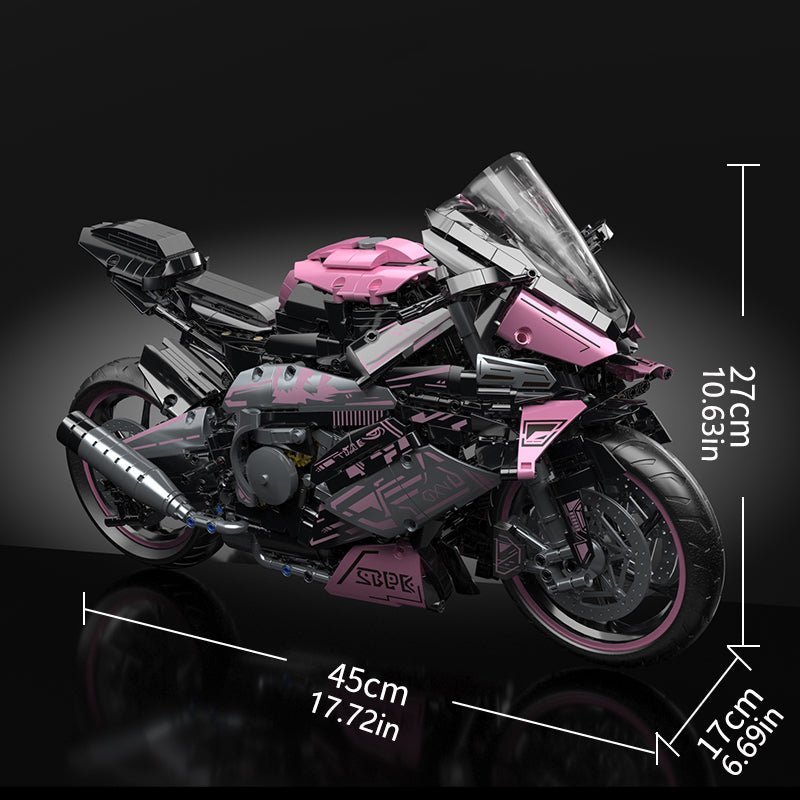 Brick MOC Pink Cyberpunk Superbike | 2000pcs - Brick Car Merchant