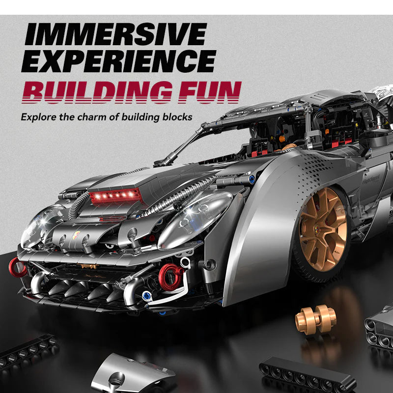 Brick MOC Porsche 918 | Remote Control, Electric Doors, Electric Air Suspension, LED features, Steam Spray System, 4306 pcs - Brick Car Merchant