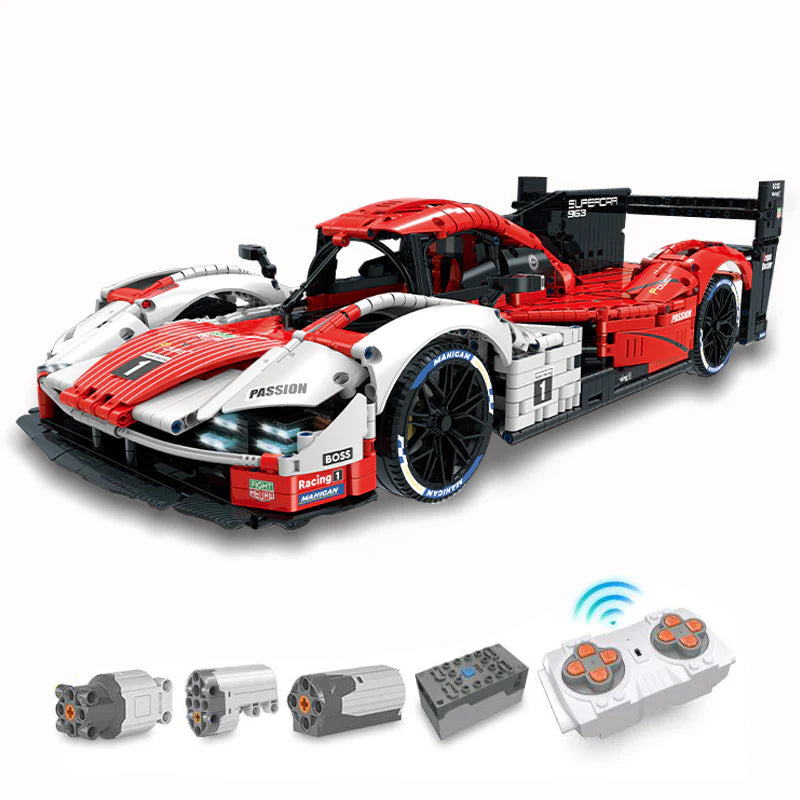 Brick MOC Porsche 963 Race Car Building Bricks Set | Remote Control, Opening Features, Detailed Look, 3460pcs - Brick Car Merchant
