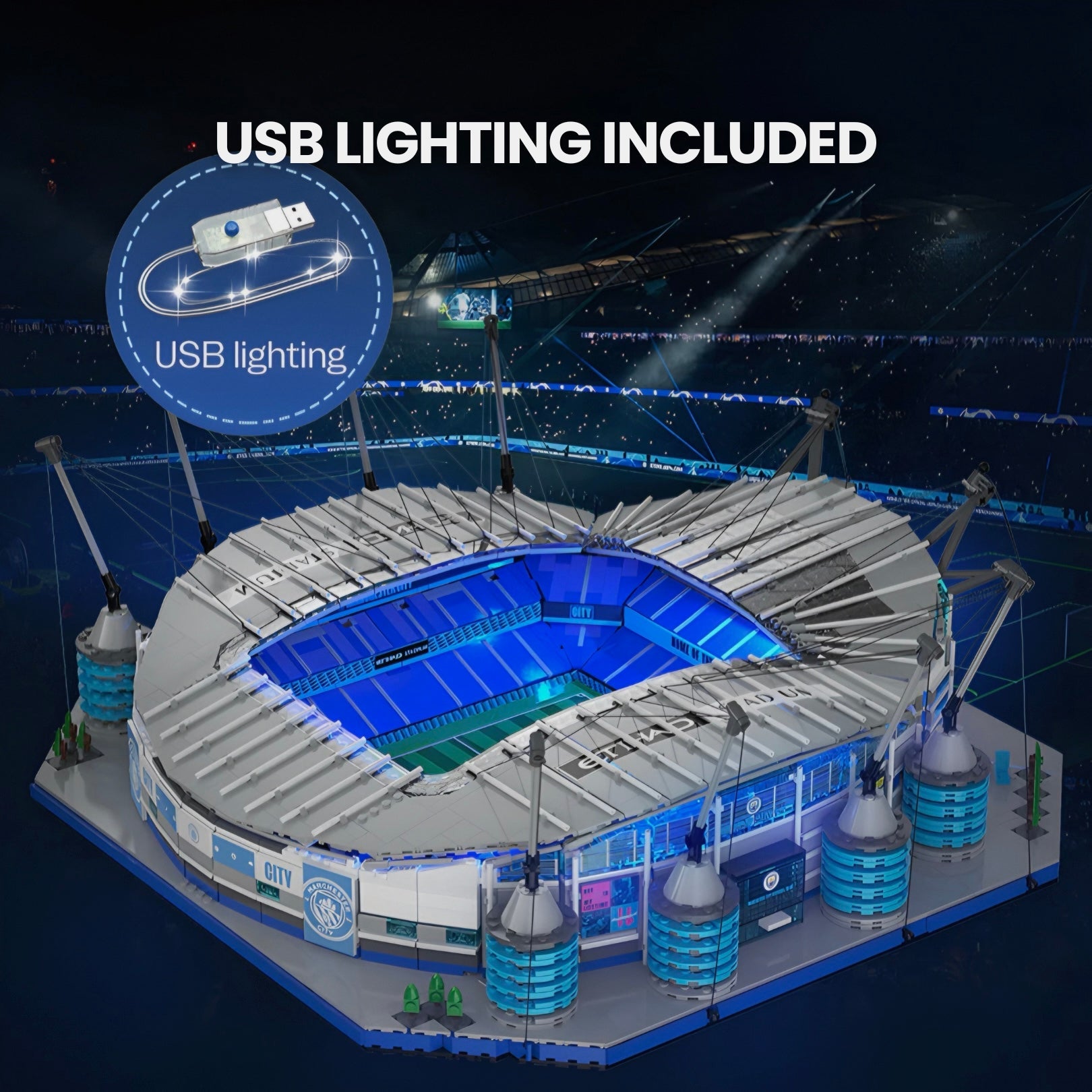 Brick MOC Manchester City Football Club Etihad Stadium | 4472pcs - Brick Car Merchant