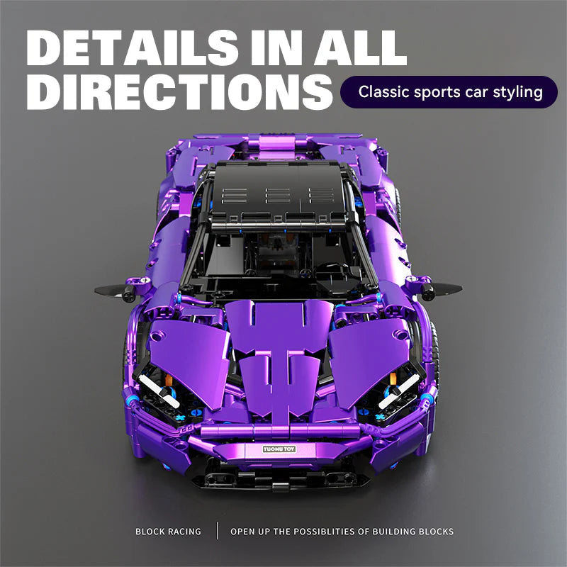 LEGO MOC Purple Phantom Sports Car | Remote Control, Opening Features, 1273 pcs - Brick Car Merchant