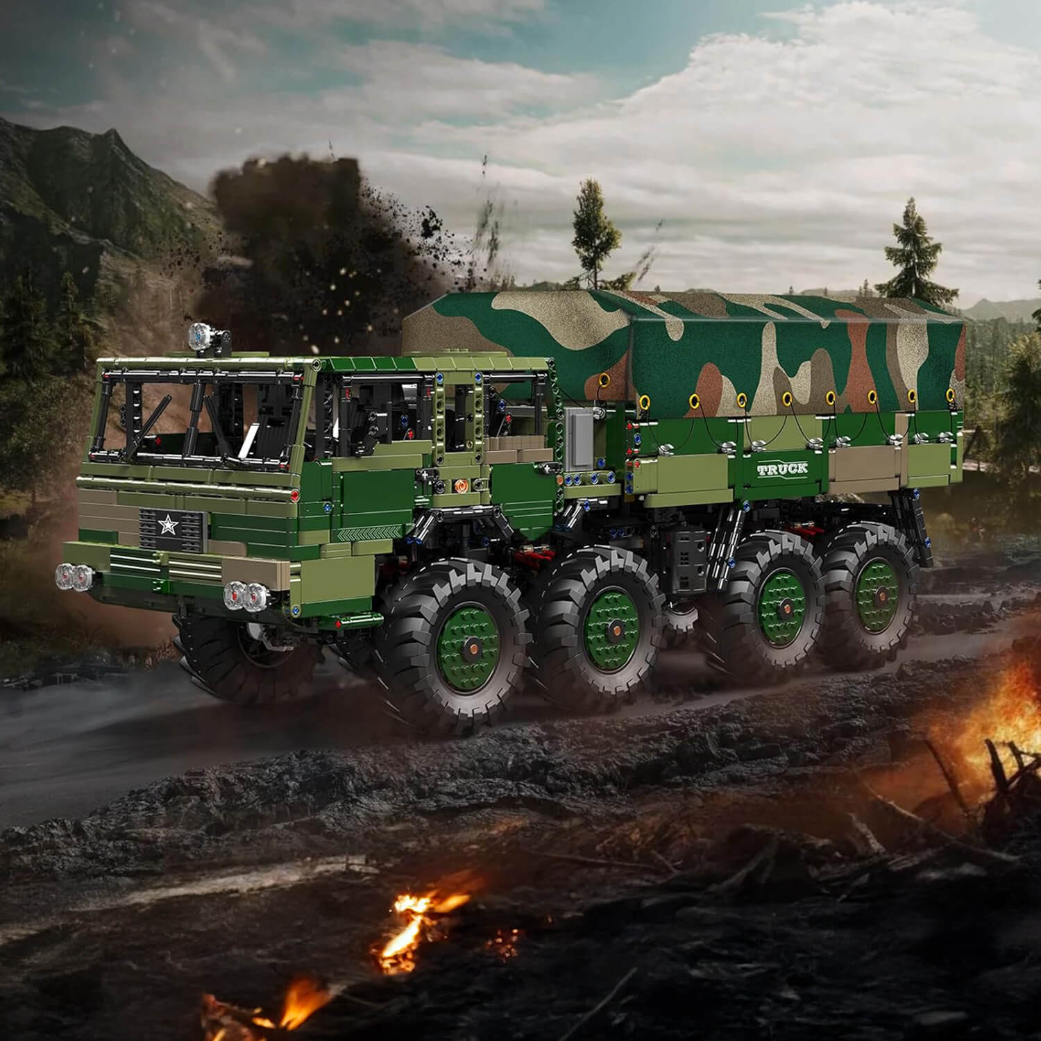 Brick MOC RC 4x4 Military Hauler | 4732pcs - Brick Car Merchant