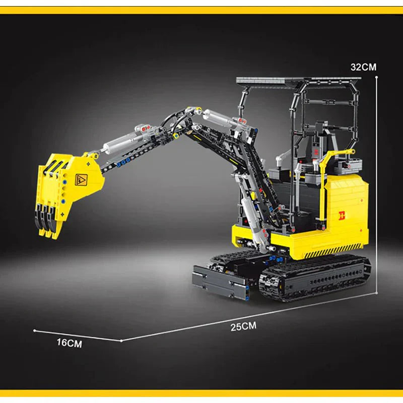 Brick MOC RC Mini Excavator | 1717pcs - Brick Car Merchant
