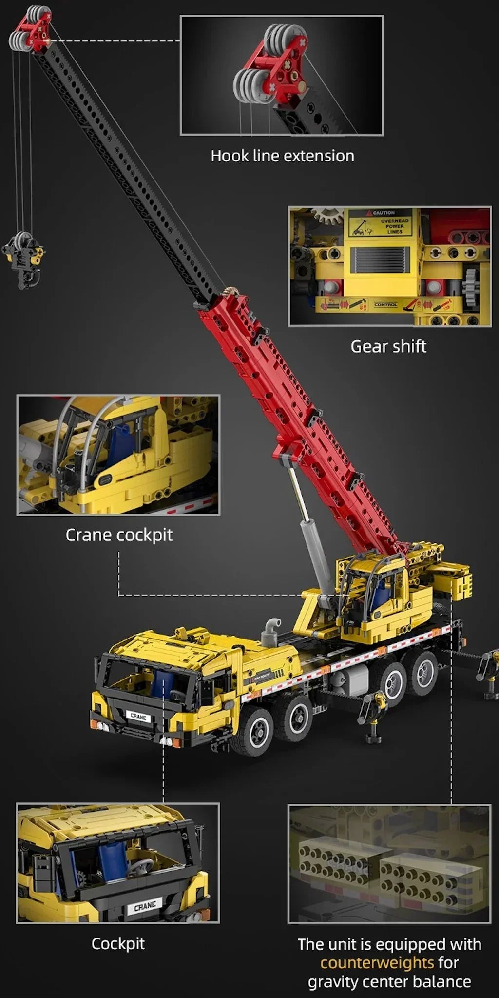 Brick MOC RC Mobile Crane | 1831pcs - Brick Car Merchant