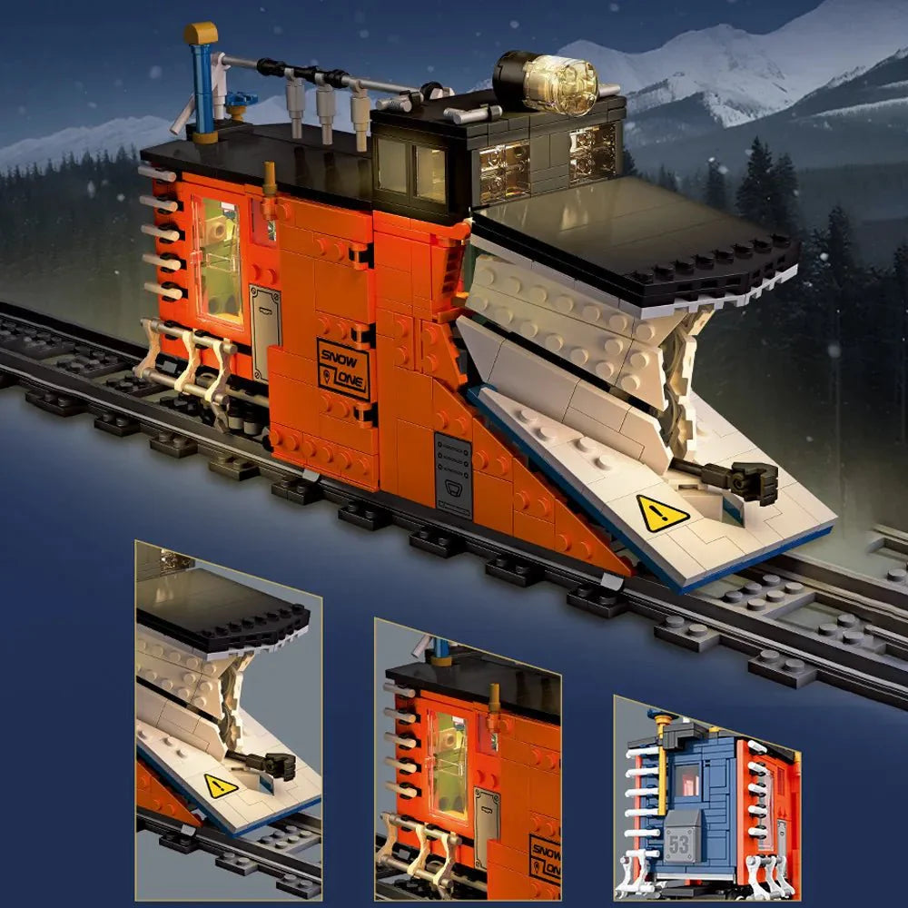 Brick MOC Rail Snowplow Train | 945pcs - Brick Car Merchant