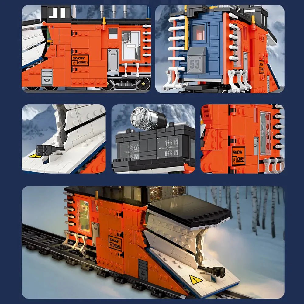Brick MOC Rail Snowplow Train | 945pcs - Brick Car Merchant
