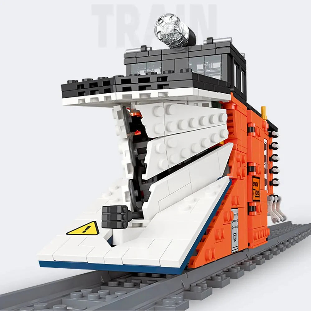Brick MOC Rail Snowplow Train | 945pcs - Brick Car Merchant