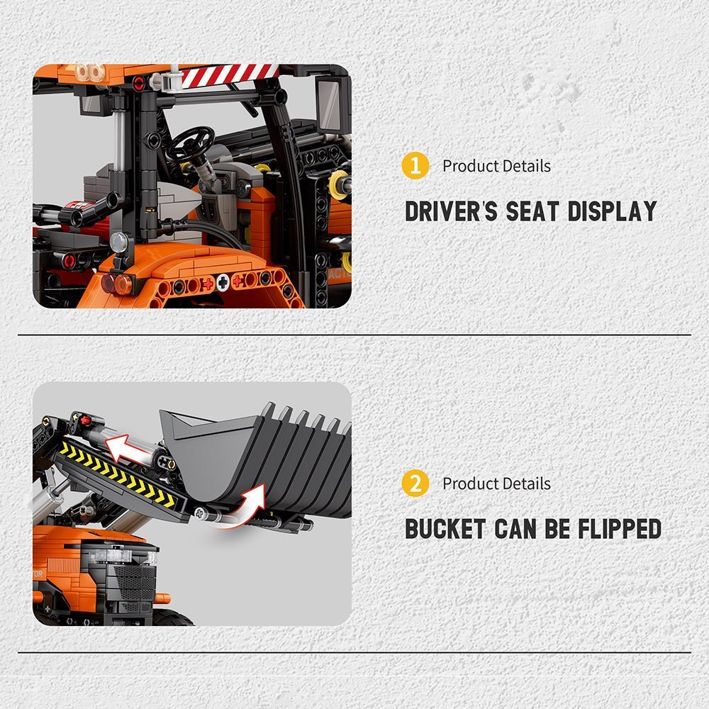Brick MOC Remote Controlled Loading Tractor | 1496pcs - Brick Car Merchant