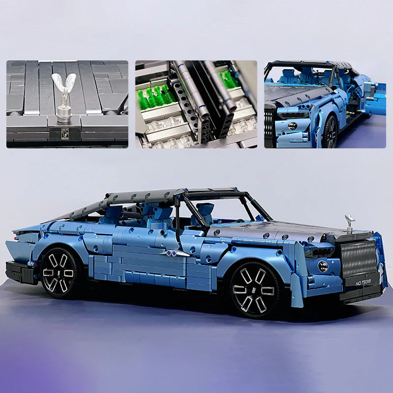 Brick MOC Rolls-Royce Wraith Boat Tail | Remote Control, Opening Features, Luxury Wine Cabinet, Removable Convertible Top, Signature Rolls-Royce Doors, 2903 pcs - Brick Car Merchant