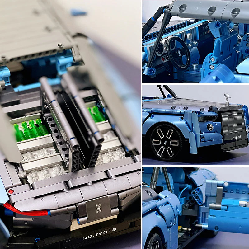 Brick MOC Rolls-Royce Wraith Boat Tail | Remote Control, Opening Features, Luxury Wine Cabinet, Removable Convertible Top, Signature Rolls-Royce Doors, 2903 pcs - Brick Car Merchant