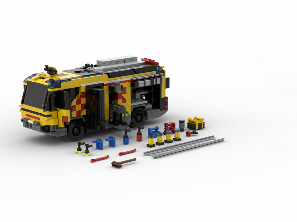 Brick MOC Rosenbauer RTX Hybrid Fire Truck - Brick Car Merchant