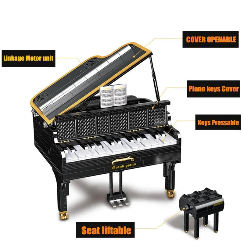 Brick MOC Self Playing Grand Piano | 2436pcs - Brick Car Merchant