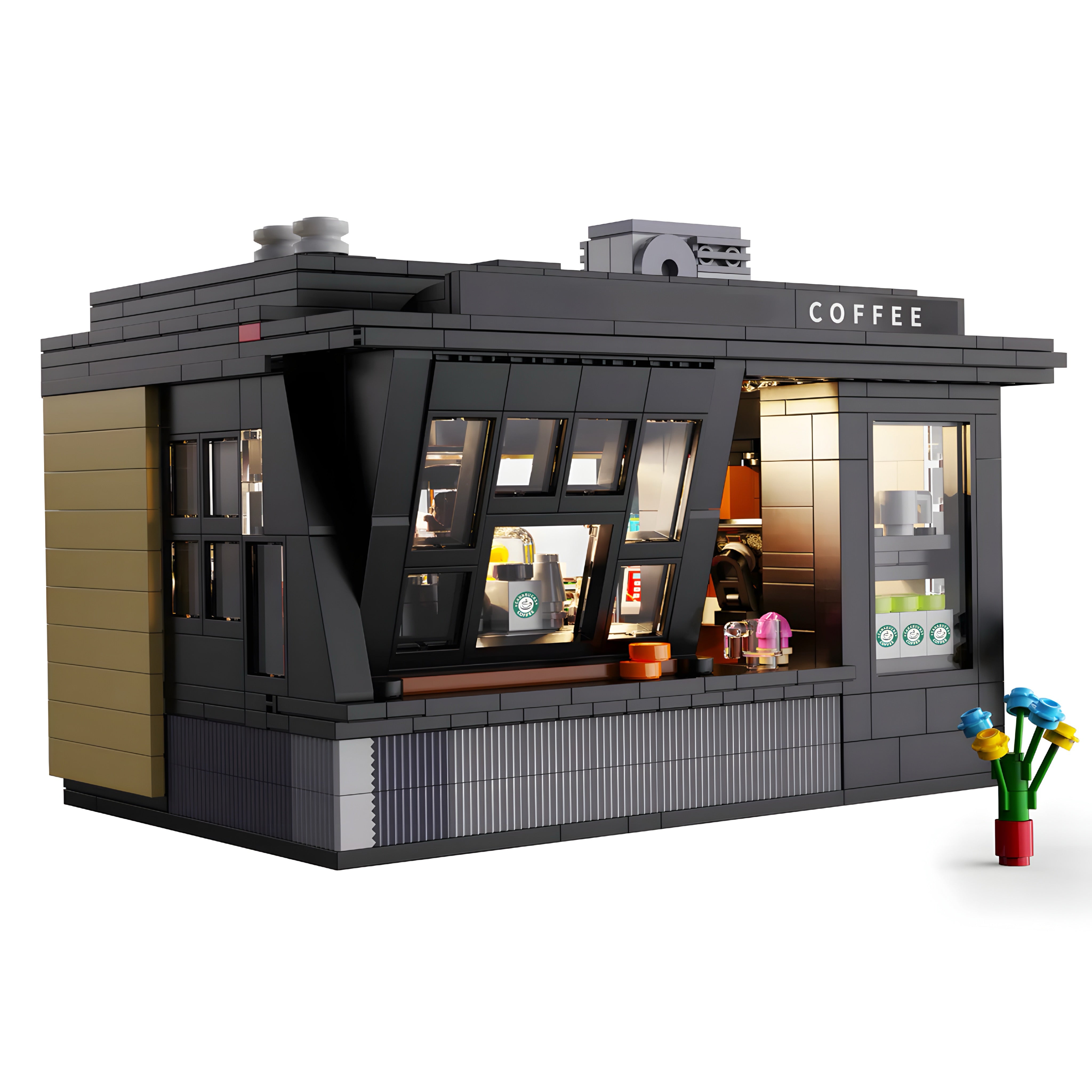 Brick MOC Street Coffee House | 770pcs - Brick Car Merchant