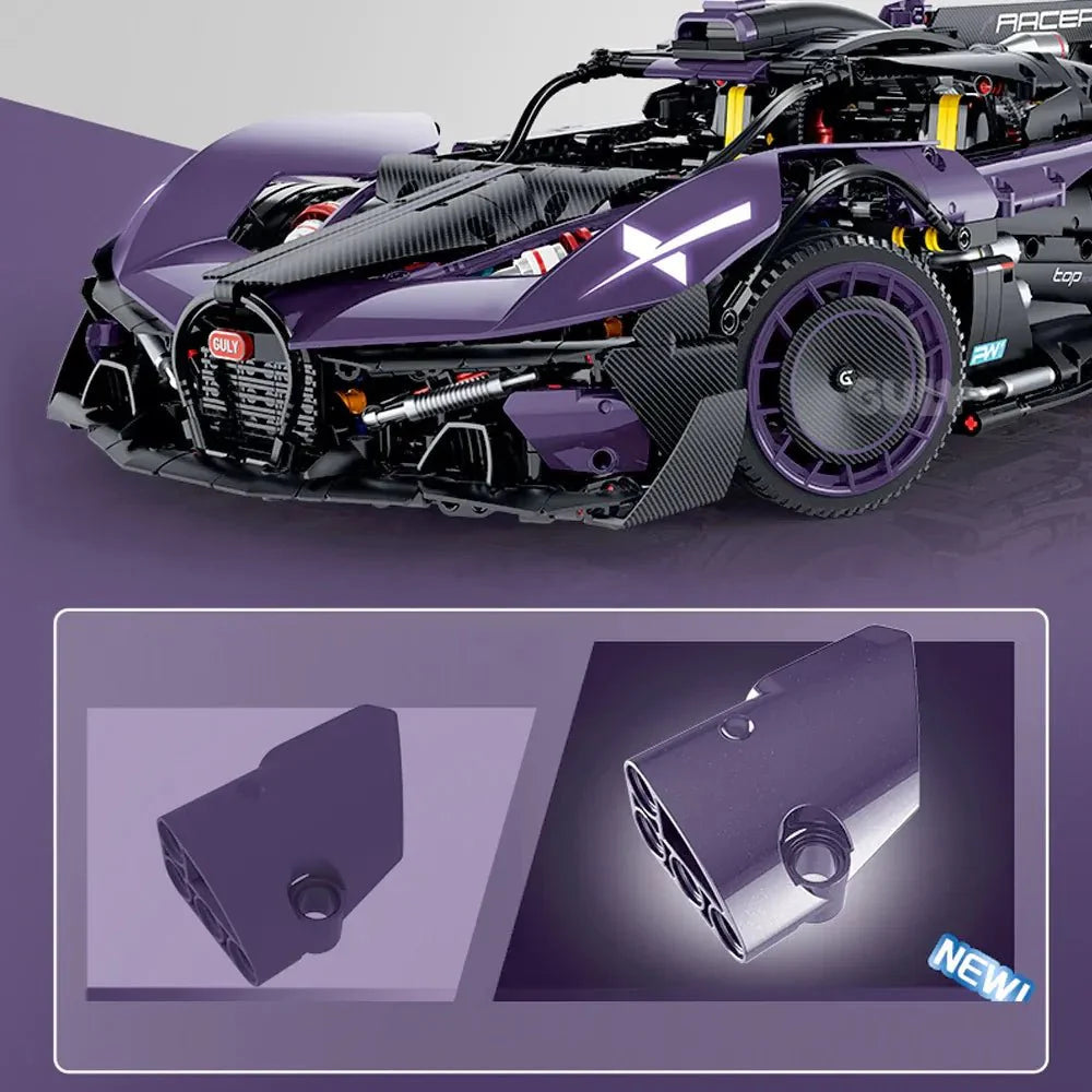 Brick MOC Turbocharged W16 Track Hypercar | 3332pcs - Brick Car Merchant