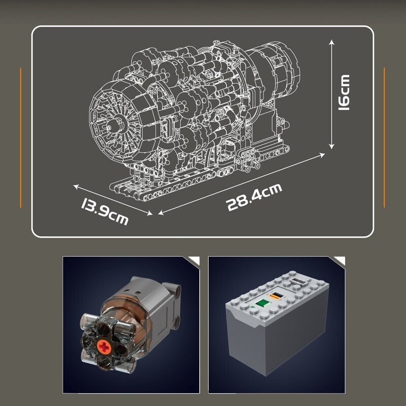 Brick MOC Turbojet Engine Model Kit | 1214pcs - Brick Car Merchant