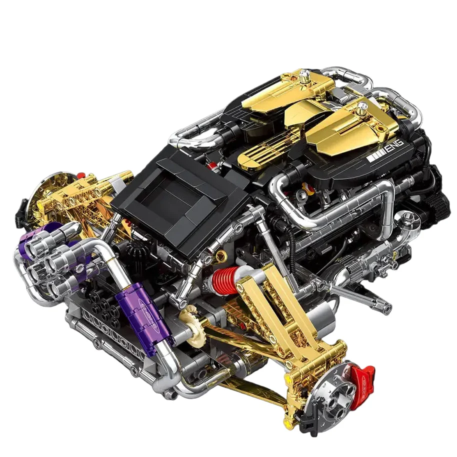 Brick MOC Twin-Turbo V12 Hypercar Powertrain | 1602pcs - Brick Car Merchant
