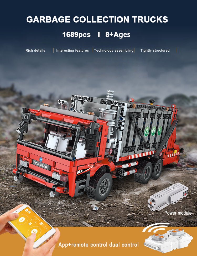 Brick MOC Urban Garbage Collection Truck | 1689pcs - Brick Car Merchant