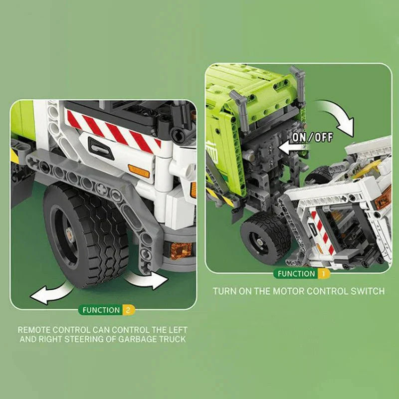 Brick MOC Urban Waste Collection Truck | 1468pcs - Brick Car Merchant