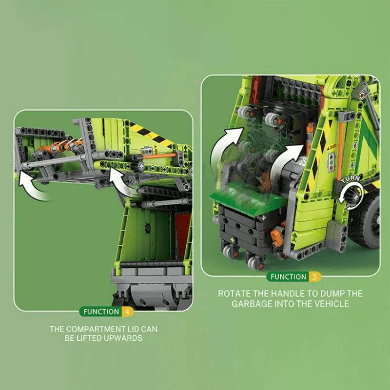 Brick MOC Urban Waste Collection Truck | 1468pcs - Brick Car Merchant