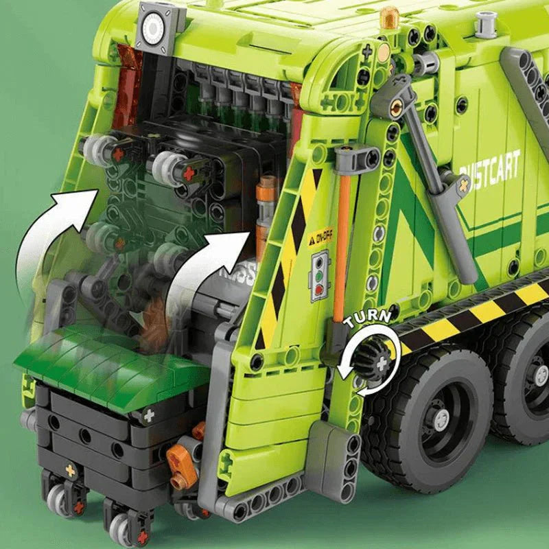 Brick MOC Urban Waste Collection Truck | 1468pcs - Brick Car Merchant