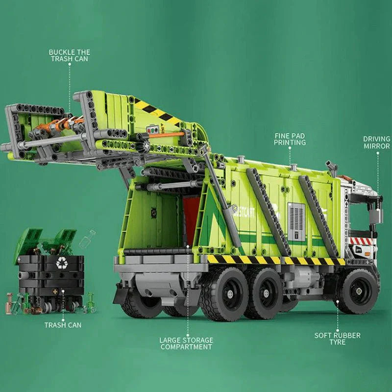 Brick MOC Urban Waste Collection Truck | 1468pcs - Brick Car Merchant