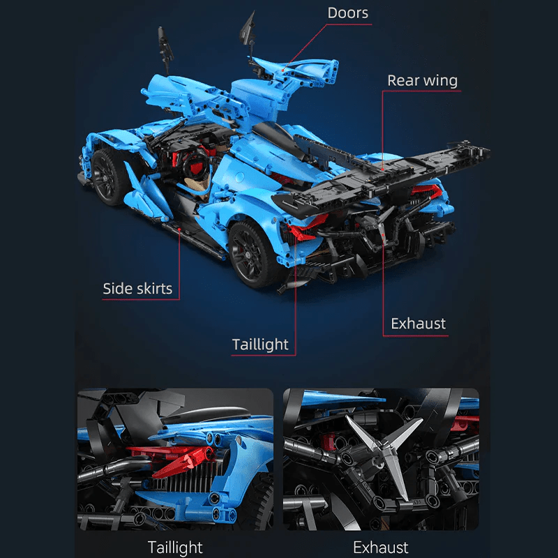 Brick MOC V12 Intensa Track-Only Hypercar | 3864pcs - Brick Car Merchant
