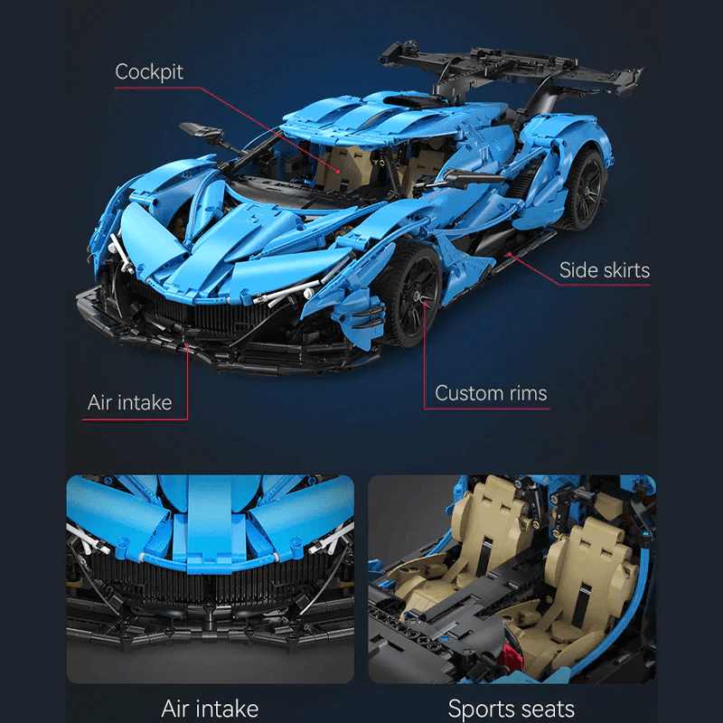 Brick MOC V12 Intensa Track-Only Hypercar | 3864pcs - Brick Car Merchant