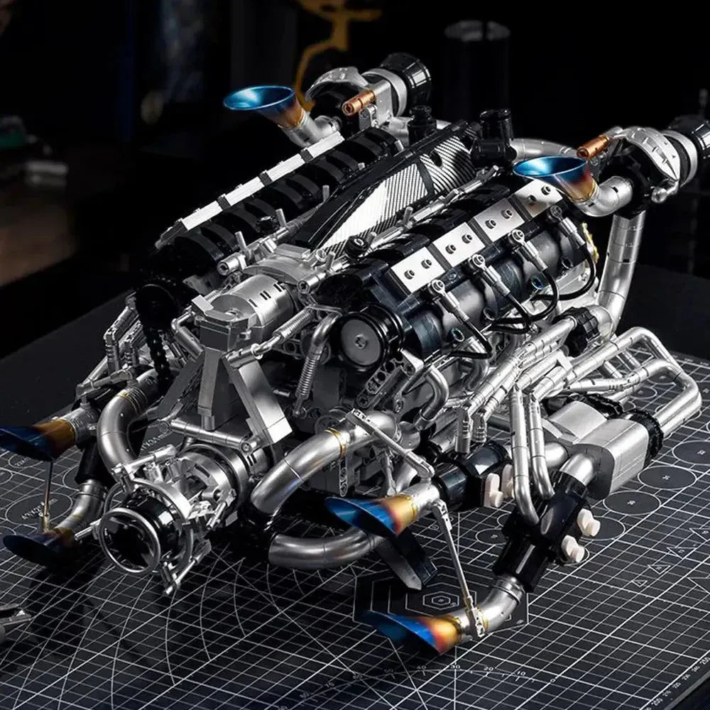 Brick MOC V8 Turbocharged Engine | 2773pcs - Brick Car Merchant