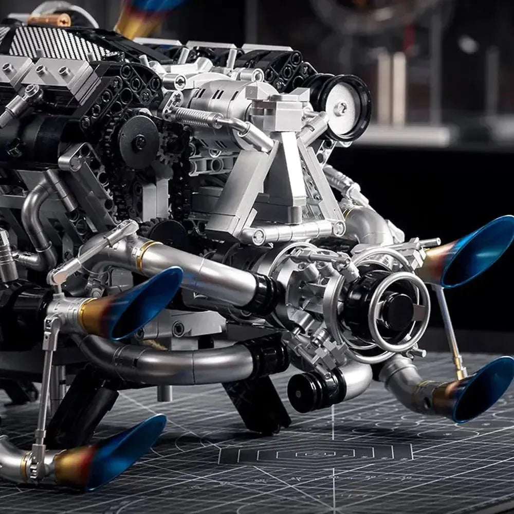 Brick MOC V8 Turbocharged Engine | 2773pcs - Brick Car Merchant