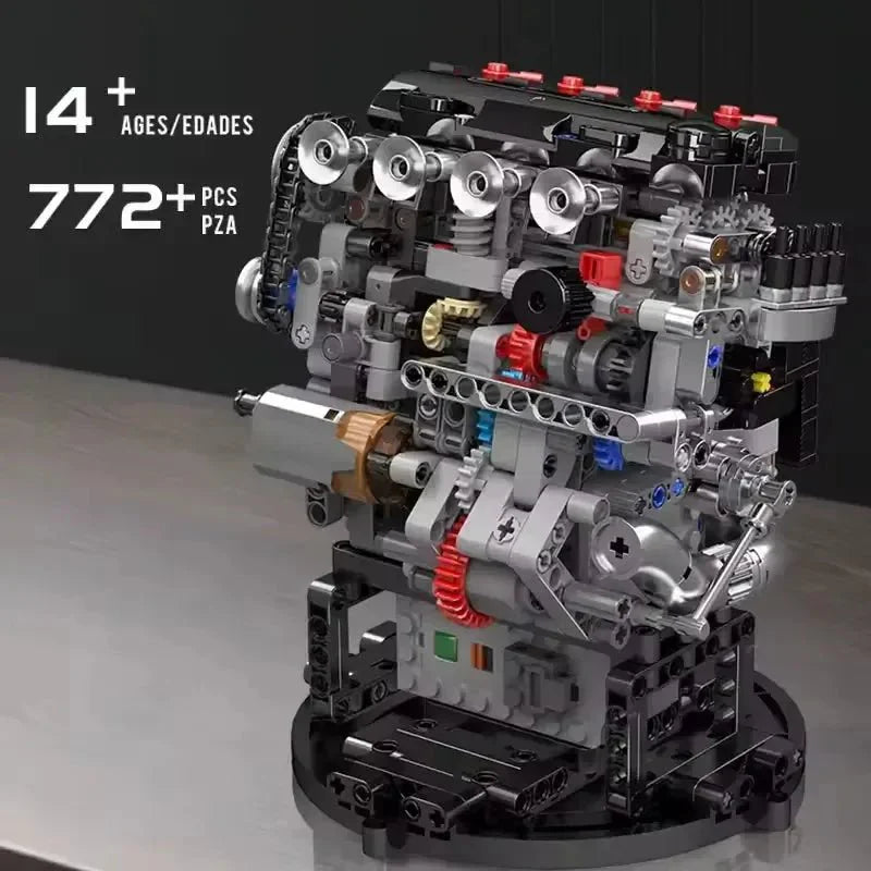 Brick MOC VTEC DOHC Motorized Engine | 772pcs - Brick Car Merchant